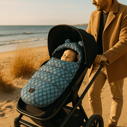 chanceliere pour poussette imprimé carré vert - Bébé Logis