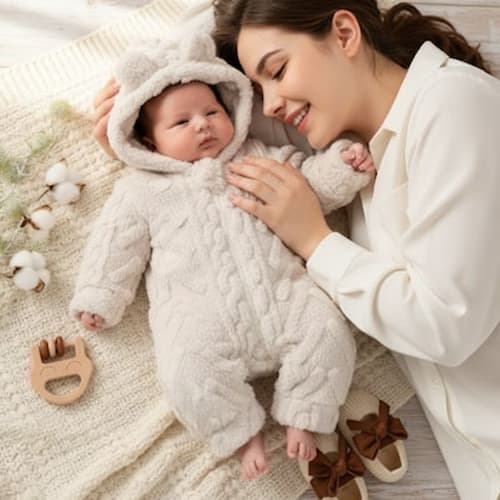 COMBINAISON HIVER POUR BEBE | UltraCozy™ capuche intégrée blanc Bébé Logis