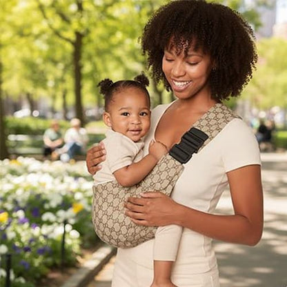 ECHARPE DE PORTAGE | Tiss’Câlin™ beige motifs Bébé Logis