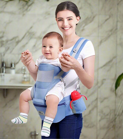 portage bébé évolutif bleu jean - Bébé Logis