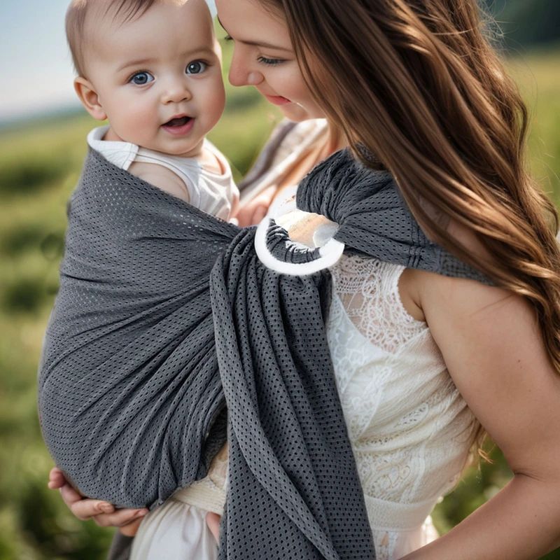 portage echarpe bebe maille respirante gris - Bébé Logis
