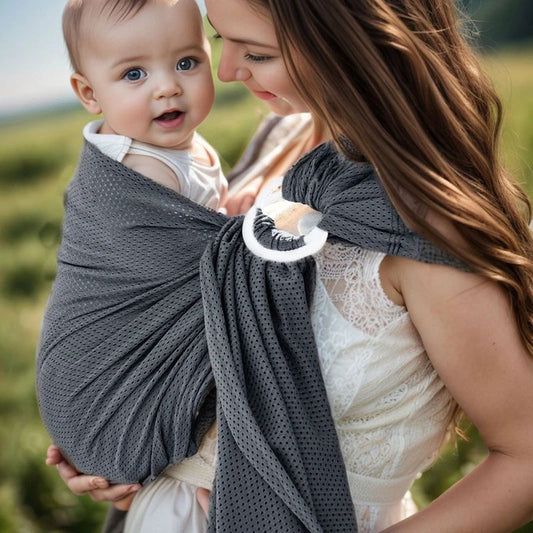 portage echarpe bebe maille respirante gris - Bébé Logis
