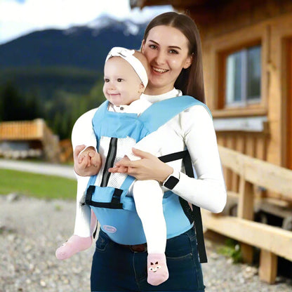 porte-bébé physiologique multi-positions bleu ciel - Bébé Logis