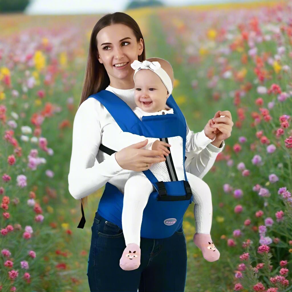 porte-bébé physiologique multi-positions bleu - Bébé Logis