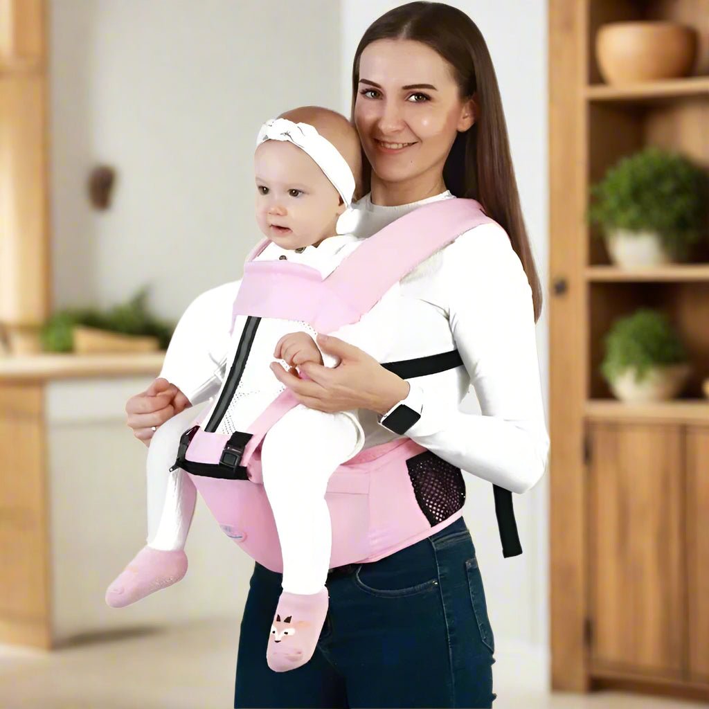 porte-bébé physiologique multi-positions rose - Bébé Logis