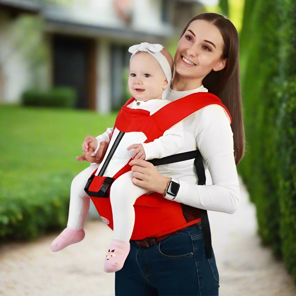 porte-bébé physiologique multi-positions rouge - Bébé Logis