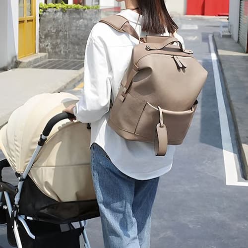 SAC À DOS À LANGER | Cuir camel Bébé Logis