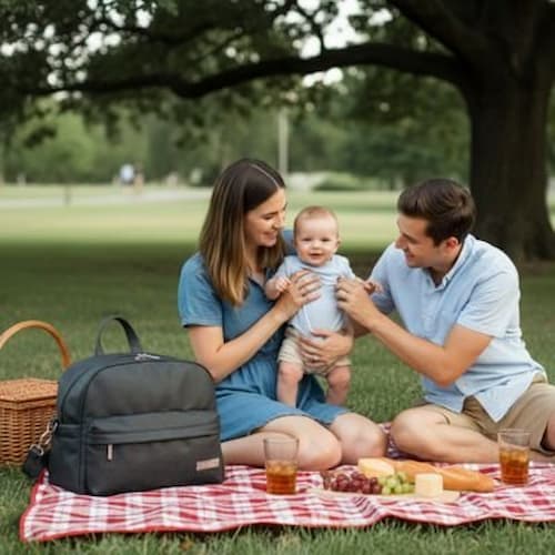 SAC A LANGER BEBE | Cuir Imperméable noir Bébé Logis