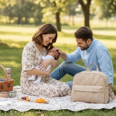 sac a langer bebe Cuir Imperméable kaki - Bébé Logis