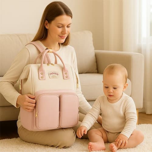 SAC A LANGER MULTIFONCTION | BabyOrganize™ rose blanc Bébé Logis